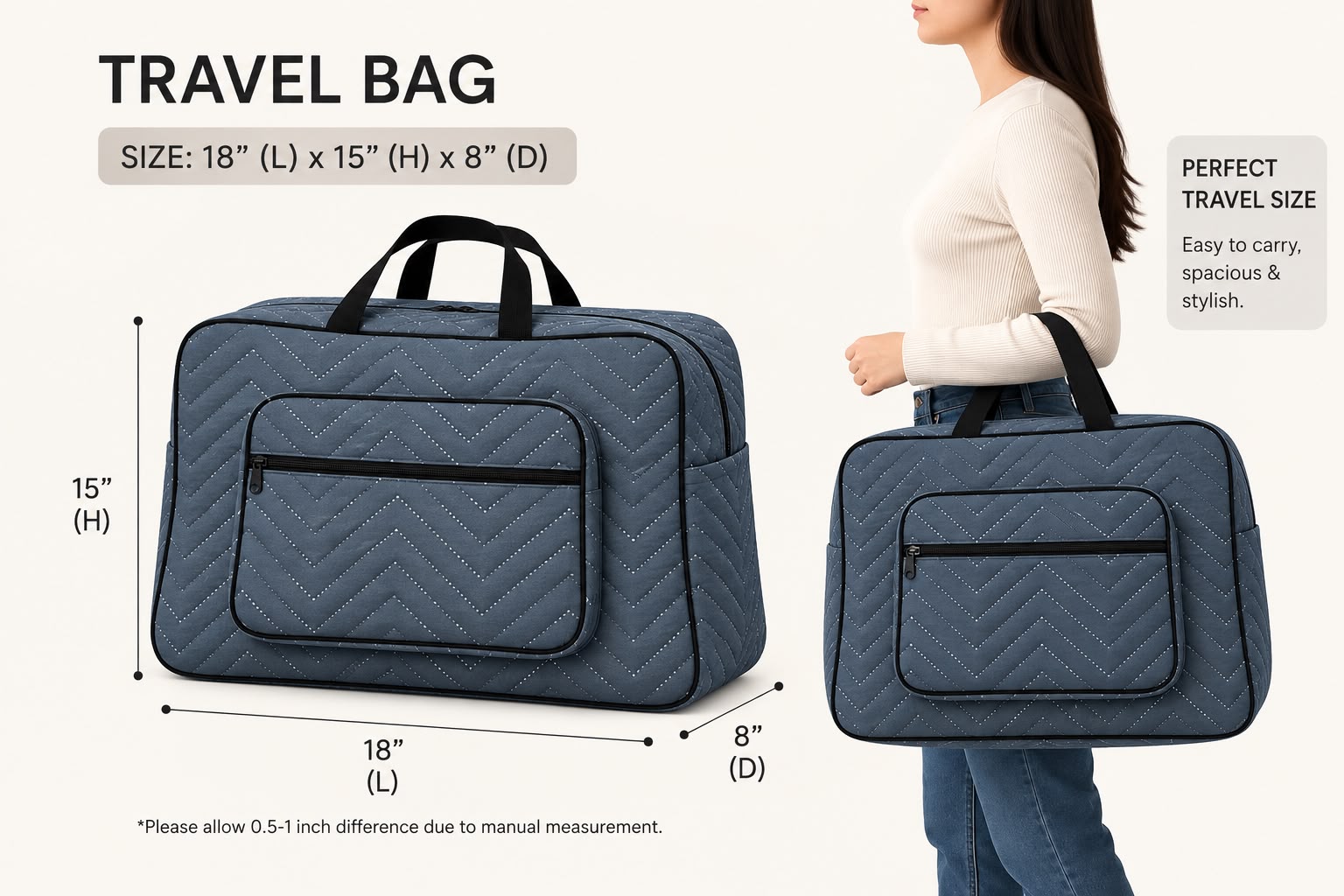 🧳 Premium Cotton Quilted Travel Bag