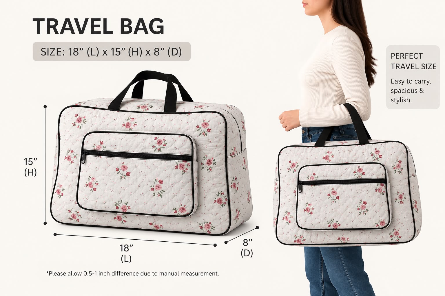 🧳 Premium Cotton Quilted Travel Bag
