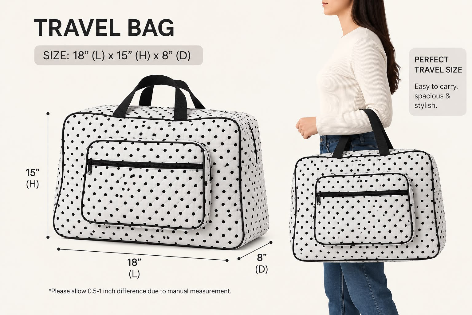 🧳 Premium Cotton Quilted Travel Bag